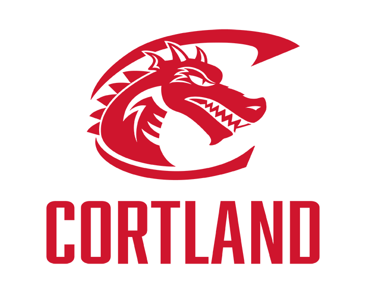 Red vertical version of the secondary mark cortland lockup